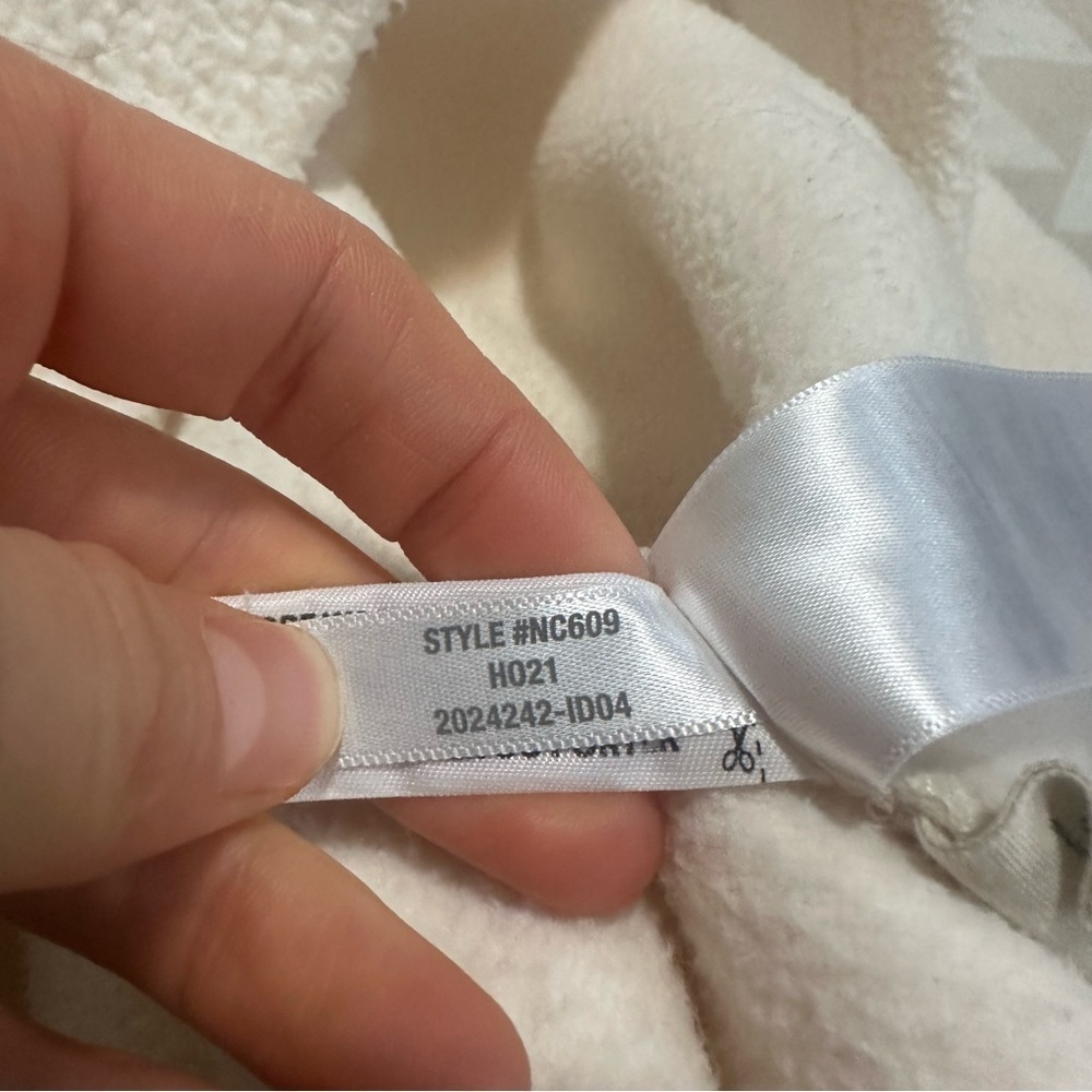 Madewell resourced fleece bubble sleeve hoodie sweatshirt antique cream NWOT - Picture 5 of 6